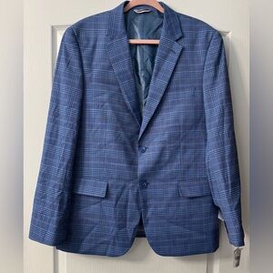 Lineage Men's Blue Plaid Blazer PLUS
